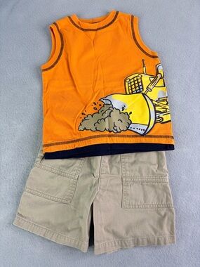Okie Dokie Toddler Boy Size 4T Shorts & Tee Outfit Set Construction Truck
